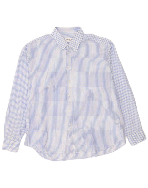 Yves Saint Laurent Mens Shirt 2XL Blue Check Cotton
