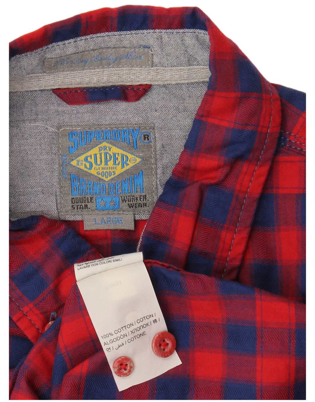 SUPERDRY Mens Flannel Shirt Large Red Check Cotton