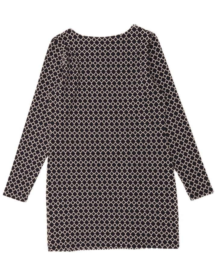 JOULES Womens Long Sleeve Tunic Top UK 10 Small Navy Blue Geometric
