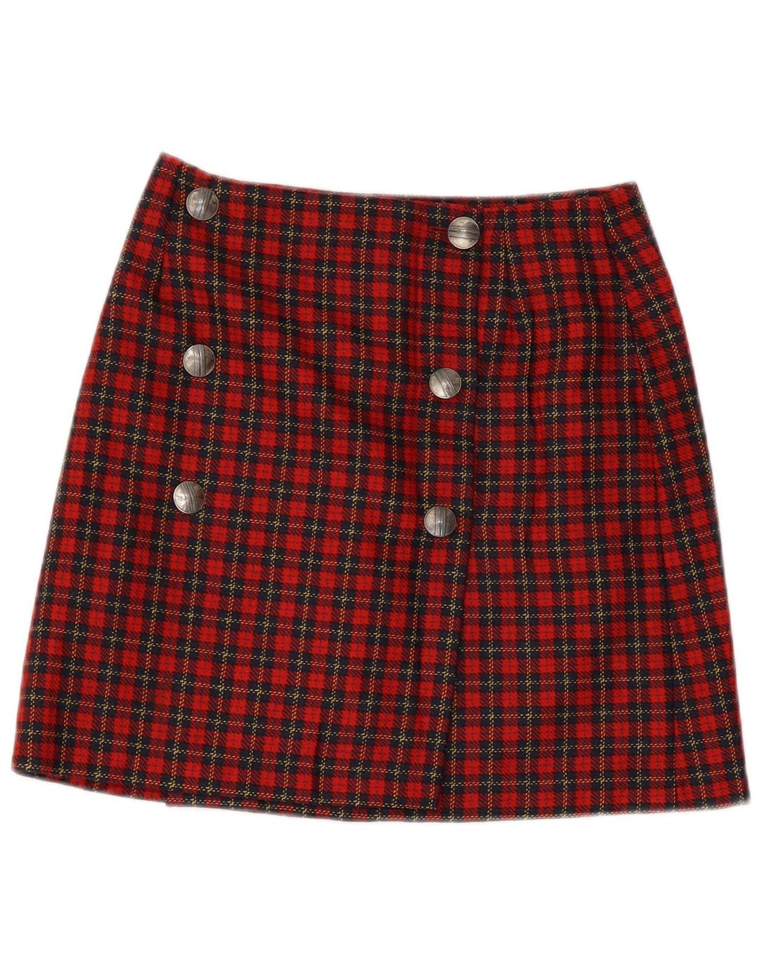 Vintage Womens Mini Wrap Skirt IT 42 Medium W28  Red Check Virgin Wool