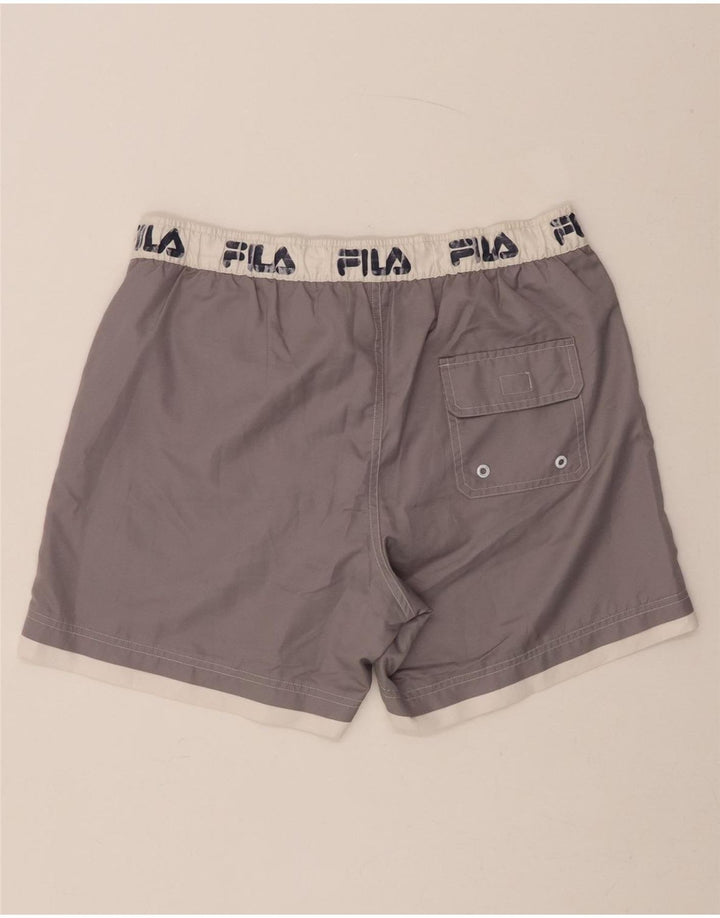 FILA Mens Graphic Swimming Shorts Small  Grey Polyester Vintage Fila and Second-Hand Fila from Messina Hembry 