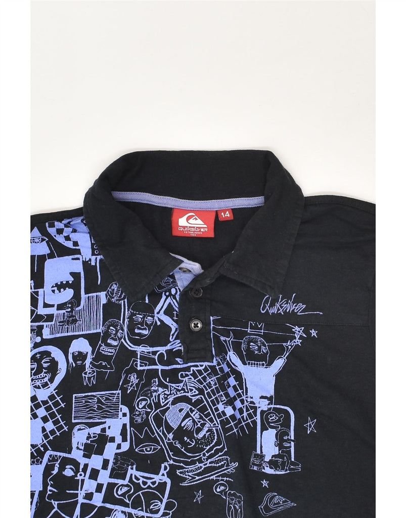 QUIKSILVER Boys Graphic Polo Shirt 13-14 Years Black | Vintage Quiksilver | Thrift | Second-Hand Quiksilver | Used Clothing | Messina Hembry 