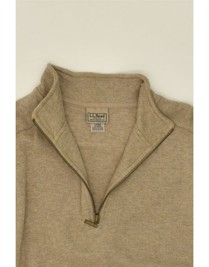 L.L.BEAN Mens Zip Neck Jumper Sweater Large Grey Cotton | Vintage L.L.Bean | Thrift | Second-Hand L.L.Bean | Used Clothing | Messina Hembry 