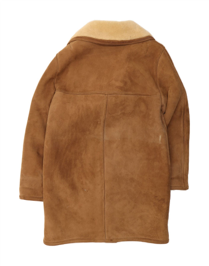 VINTAGE Mens Shearling Overcoat UK 38 Medium Brown Sheepskin Vintage Vintage and Second-Hand Vintage from Messina Hembry 