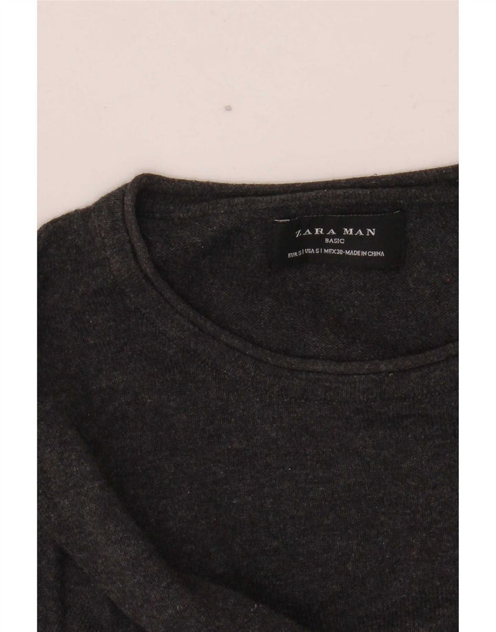 Zara Mens Crew Neck Jumper Sweater Small Grey