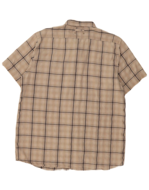 The North Face Mens Short Sleeve Shirt XL Beige Check Polyester