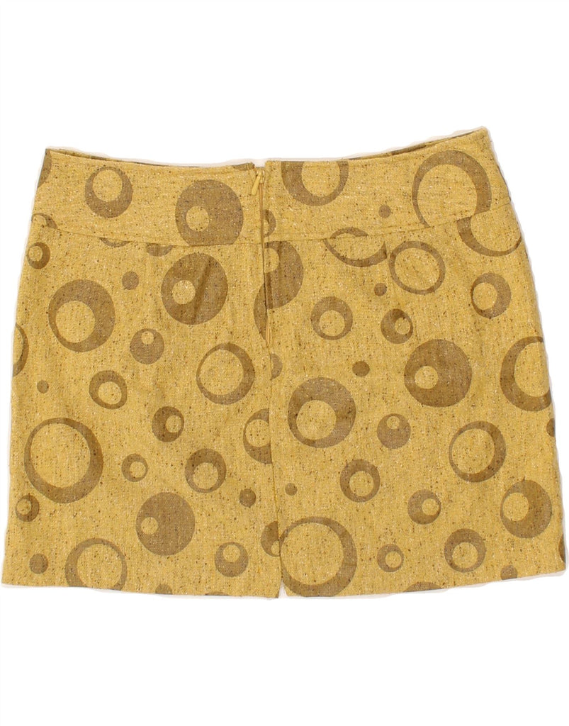 SISLEY Womens Abstract Pattern Mini Skirt EU 40 Medium W29 Yellow Spotted Vintage Sisley and Second-Hand Sisley from Messina Hembry 