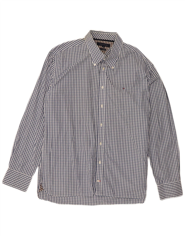 Tommy Hilfiger Mens Shirt XL Blue Gingham Cotton