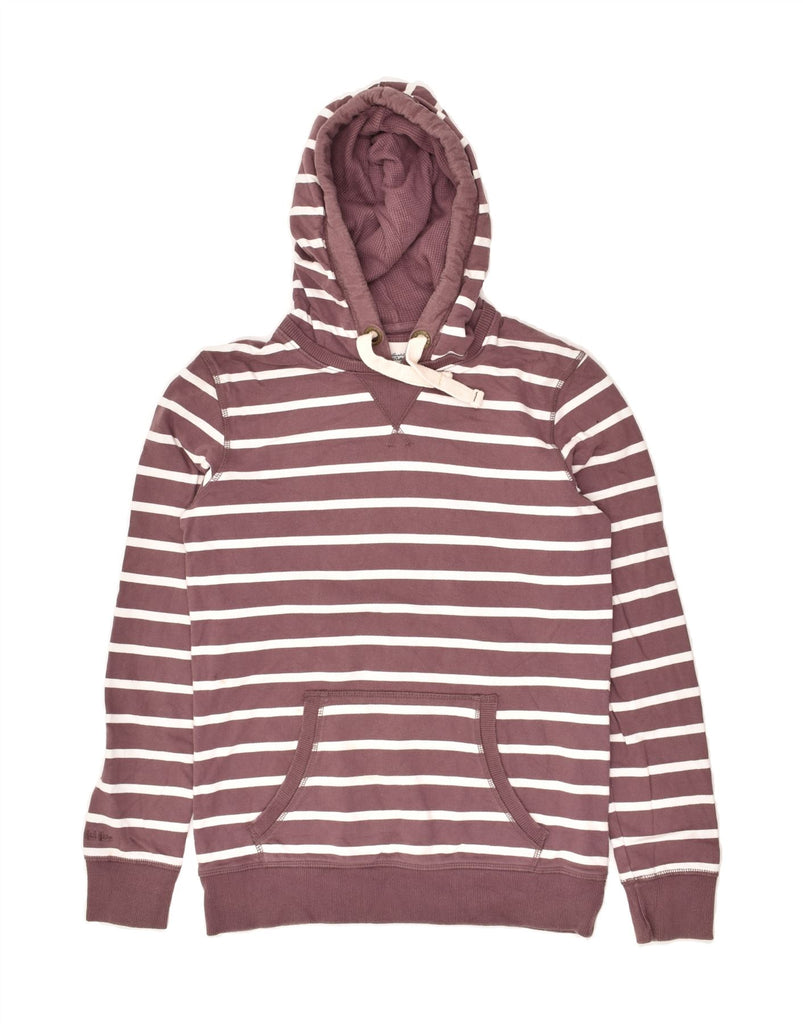 FAT FACE Womens Hoodie Jumper UK 10 Small Maroon Striped Cotton | Vintage Fat Face | Thrift | Second-Hand Fat Face | Used Clothing | Messina Hembry 