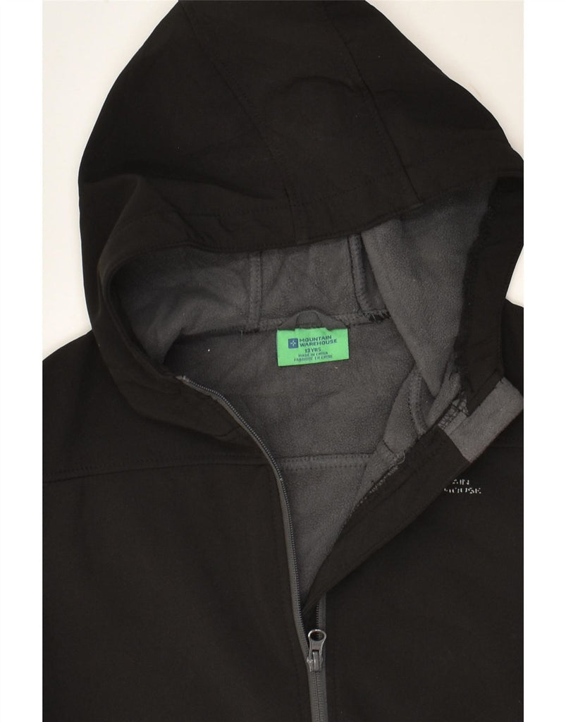 MOUNTAIN WAREHOUSE Boys Hooded Windbreaker Jacket 12-13 Years Black Vintage Mountain Warehouse and Second-Hand Mountain Warehouse from Messina Hembry 