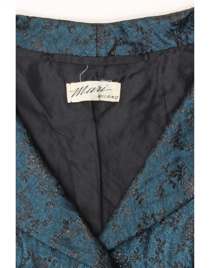Vintage Womens 2 Button 2 Piece Set UK 12 Medium Blue Floral