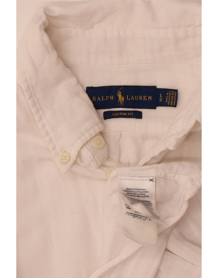 Ralph Lauren Mens Custom Fit Shirt Large White Cotton