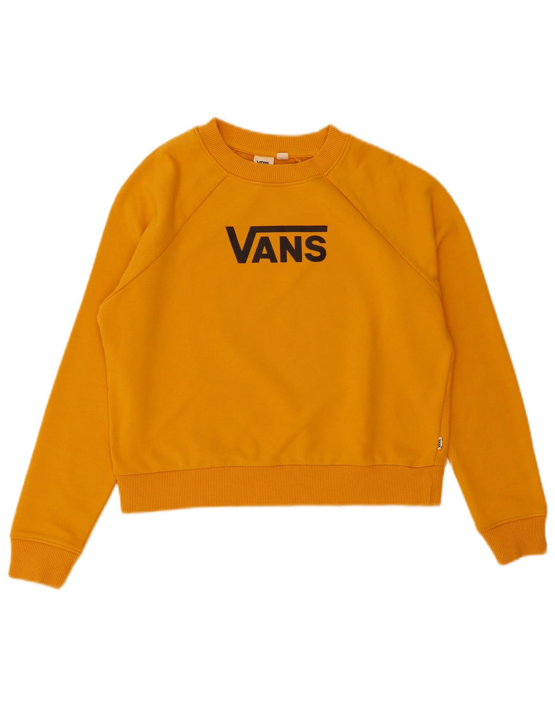 Vans Womens Crop Graphic Oversized Sweatshirt Jumper UK 6 XS Yellow
