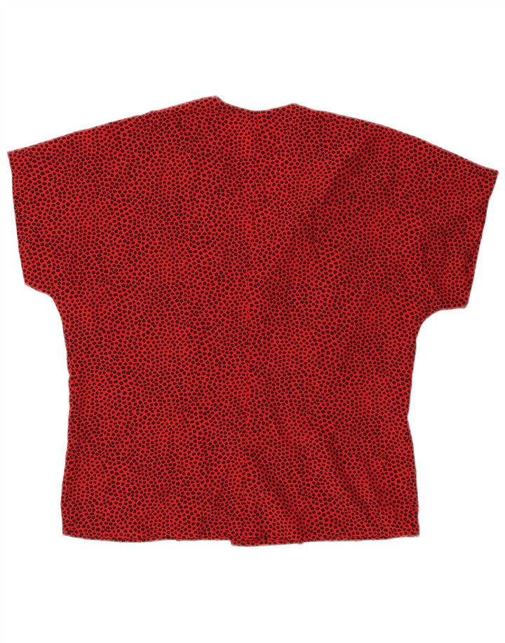 VINTAGE Womens Short Sleeve Shirt Blouse UK 14 Medium Red Spotted