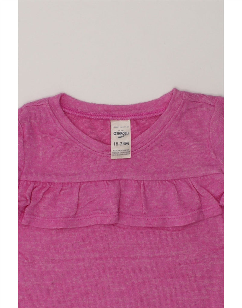 OSH KOSH Baby Girls Ruffle Front Top Long Sleeve 18-24 Months Pink Cotton | Vintage Osh Kosh | Thrift | Second-Hand Osh Kosh | Used Clothing | Messina Hembry 