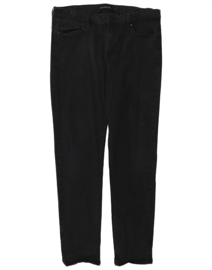 CALVIN KLEIN Womens Slim Jeans US 14 XL W34 L32 Black Cotton