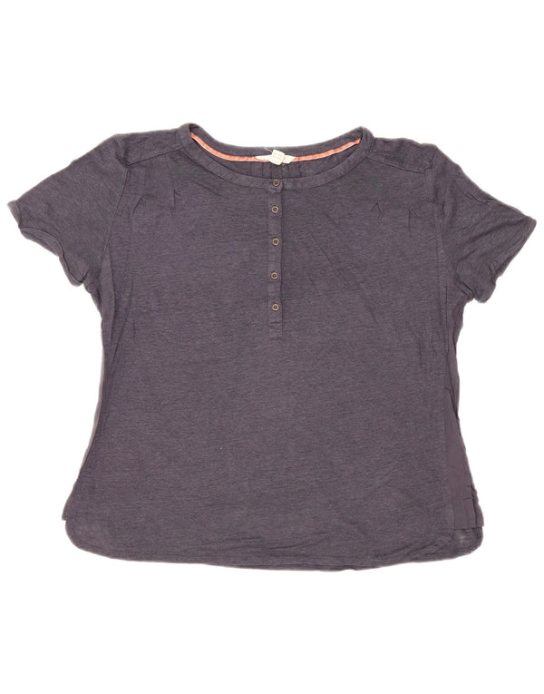 White Stuff Womens T-Shirt Top UK 14 Large  Navy Blue Linen