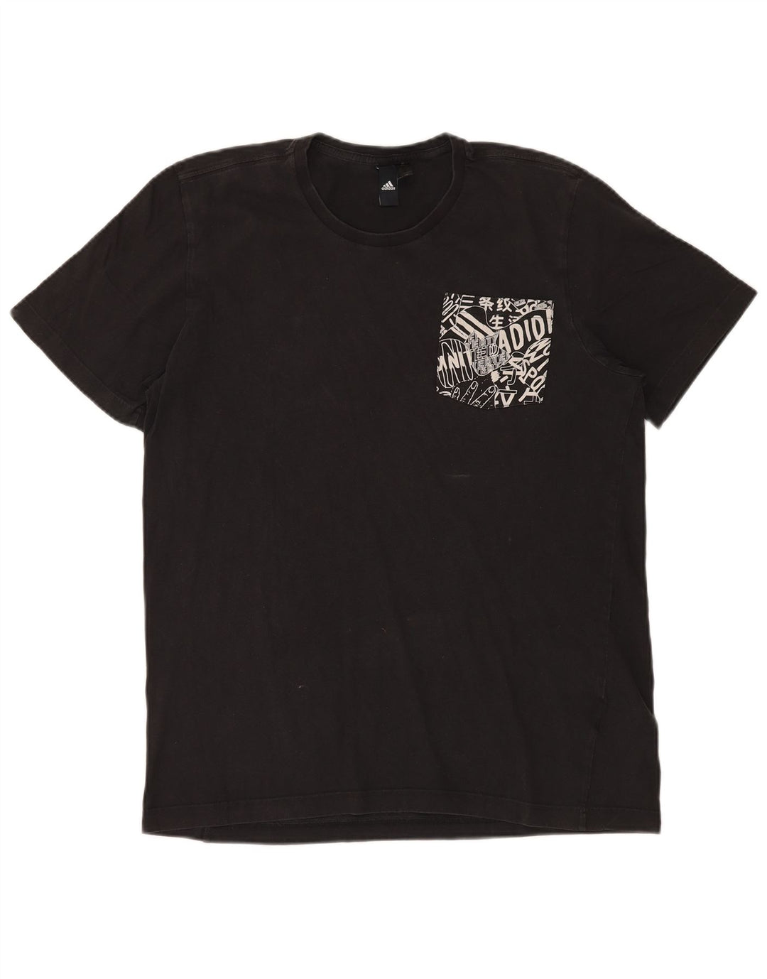 ADIDAS Mens Graphic T-Shirt Top Large Black Cotton