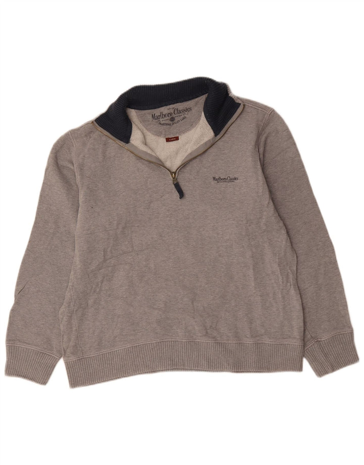 Marlboro Classics Mens Zip Neck Sweatshirt Jumper Large Grey Cotton