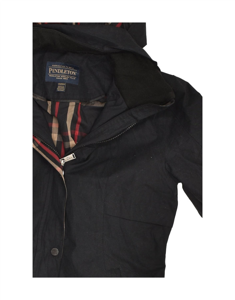 PENDLETON Womens Hooded Raincoat UK 6 XS Black Polyester | Vintage Pendleton | Thrift | Second-Hand Pendleton | Used Clothing | Messina Hembry 