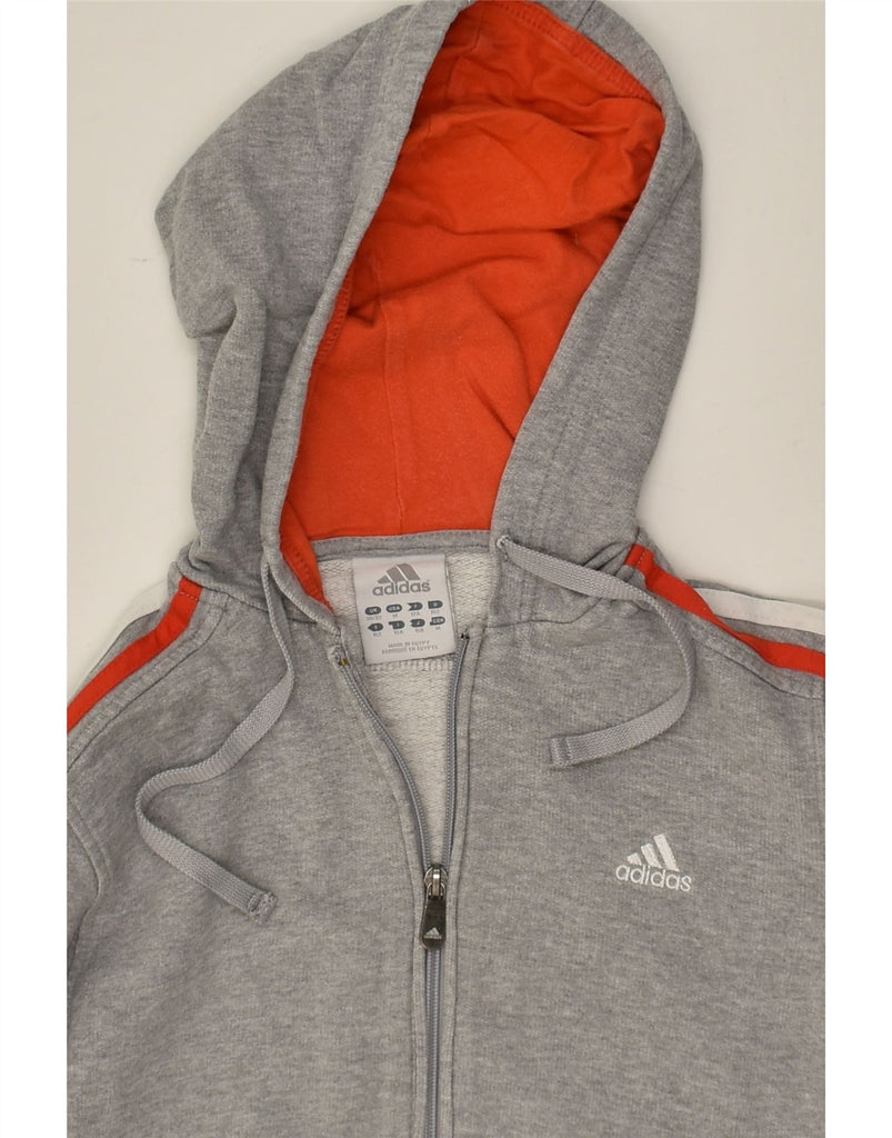 ADIDAS Girls Zip Hoodie Sweater 11-12 Years Large Grey Cotton | Vintage Adidas | Thrift | Second-Hand Adidas | Used Clothing | Messina Hembry 