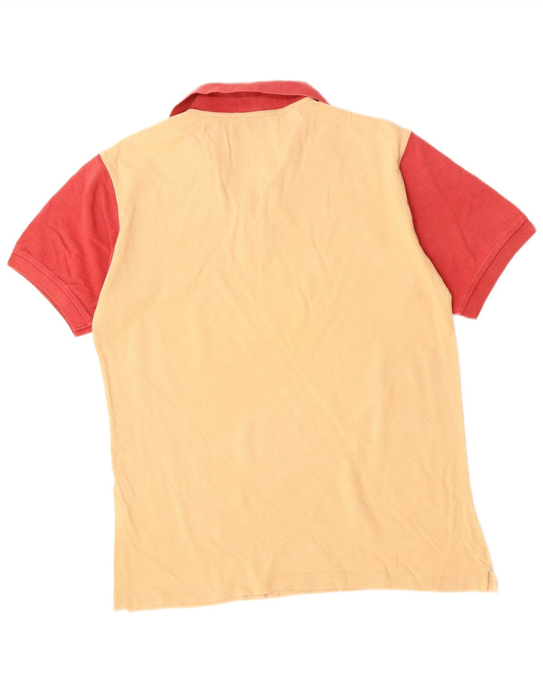 ASICS Mens Rugby Polo Shirt Medium Beige Colourblock Cotton