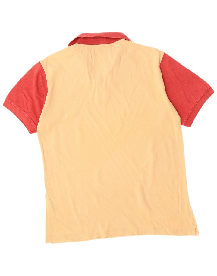 ASICS Mens Rugby Polo Shirt Medium Beige Colourblock Cotton