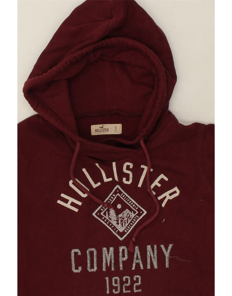 HOLLISTER Womens Graphic Hoodie Jumper UK 10 Small Burgundy Cotton | Vintage Hollister | Thrift | Second-Hand Hollister | Used Clothing | Messina Hembry 