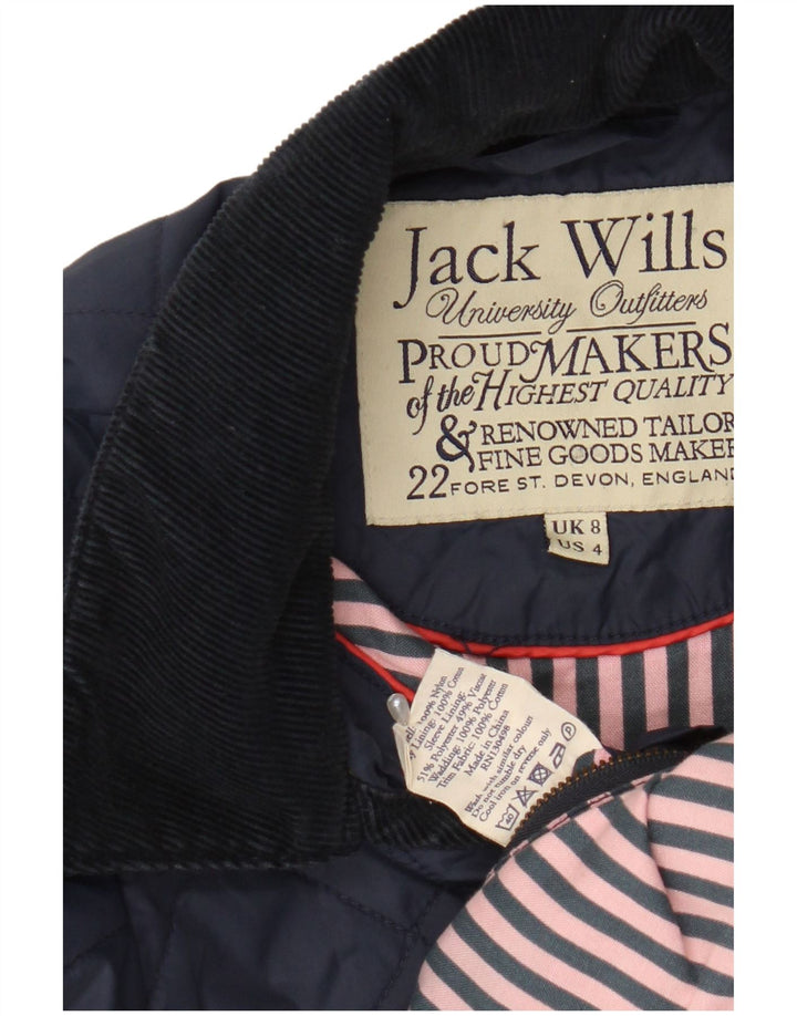 Jack Wills Womens Quilted Jacket UK 8 Small  Navy Blue Nylon