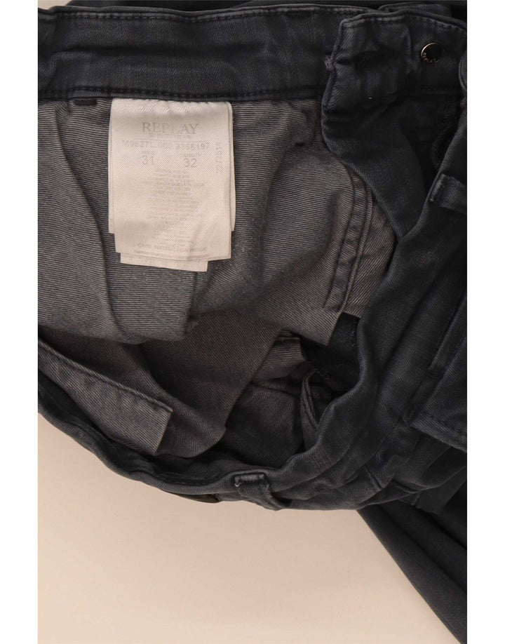Replay Mens Slim Chino Trousers W31 L32 Navy Blue