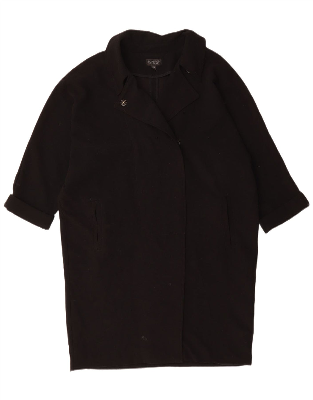 Topshop Womens Oversized Overcoat UK 14 Large Black Polyester