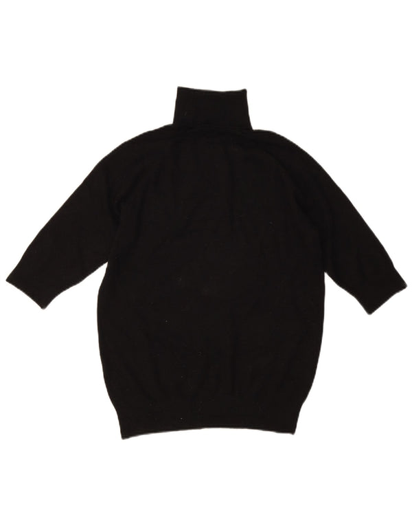 Zara Womens 3/4 Sleeve Roll Neck Jumper Sweater UK 12 Medium Black