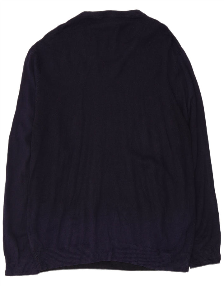 PIERRE CARDIN Mens V-Neck Jumper Sweater 2XL Navy Blue Acrylic