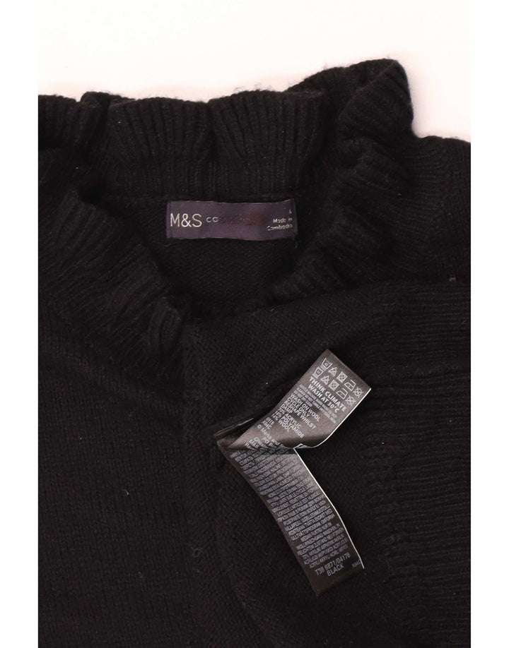 Marks & Spencer Womens Turtle Neck Jumper Sweater UK 16 Large Black