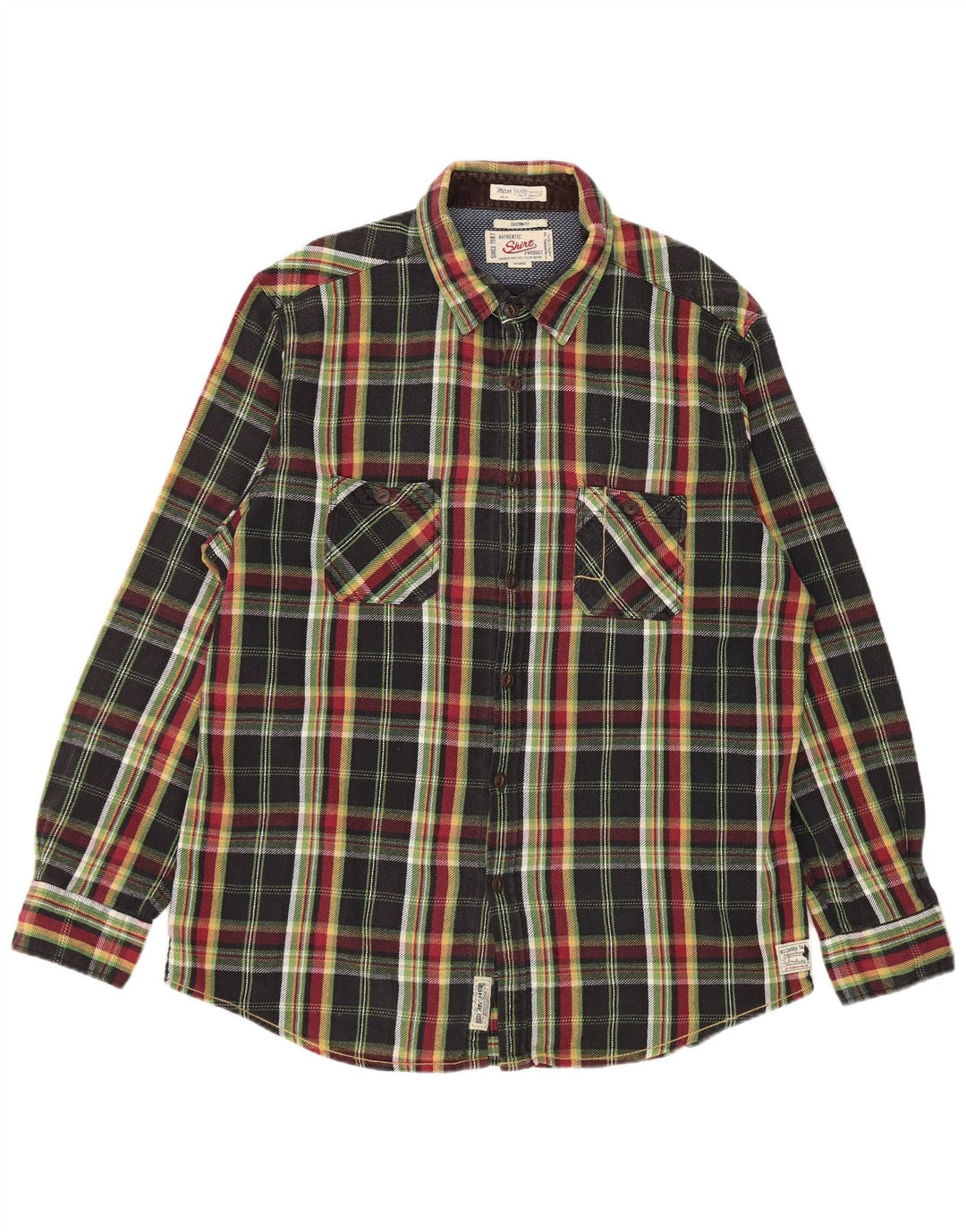 Marlboro Classics Mens Checked Custom Fit Flannel Shirt 3XL Black Check