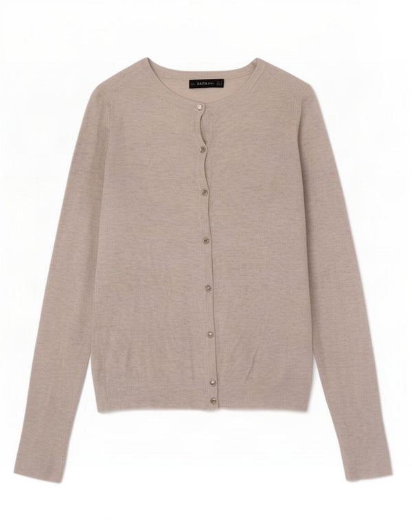Zara Womens Cardigan Sweater UK 10 Small Beige