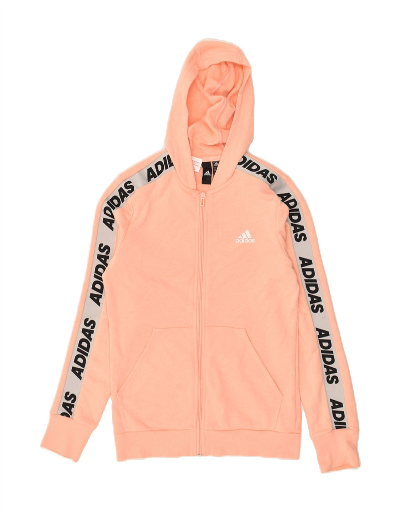 ADIDAS Girls Graphic Zip Hoodie Sweater 14-15 Years Pink Cotton | Vintage Adidas | Thrift | Second-Hand Adidas | Used Clothing | Messina Hembry 