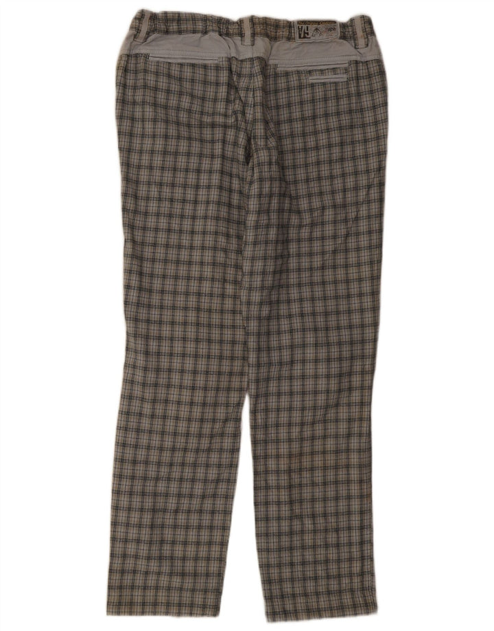 Think Pink Mens Straight Chino Trousers Large W36 L32 Grey Check