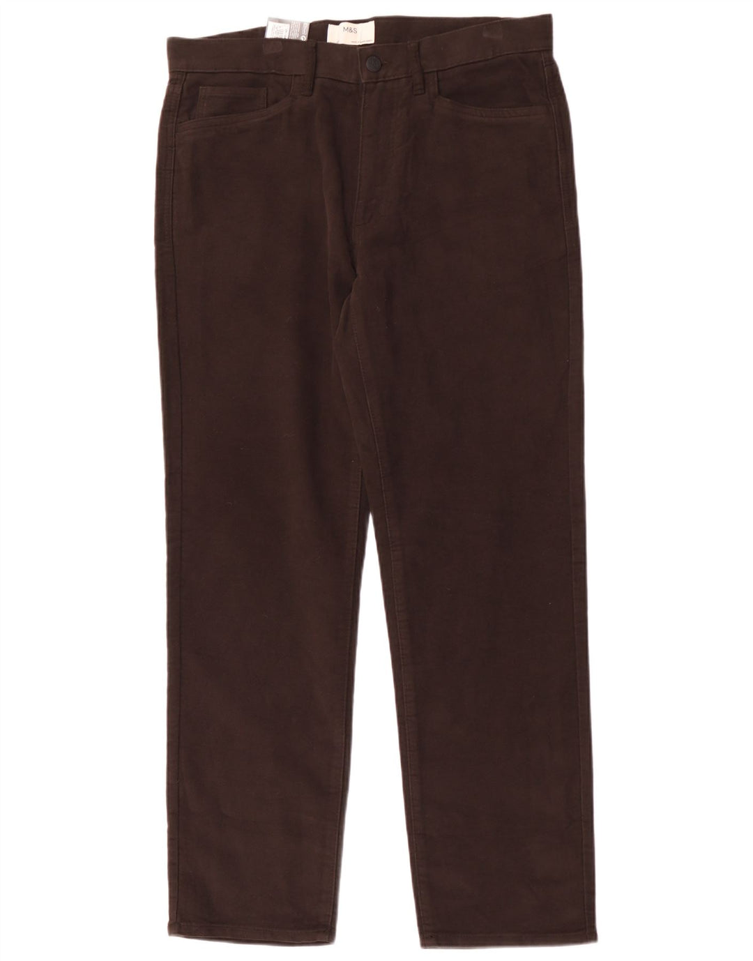 Marks & Spencer Mens Straight Regular Fit Casual Trousers W34 L31 Brown