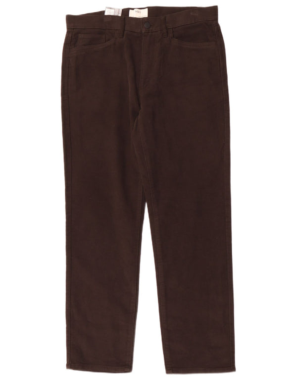 Marks & Spencer Mens Straight Regular Fit Casual Trousers W34 L31 Brown