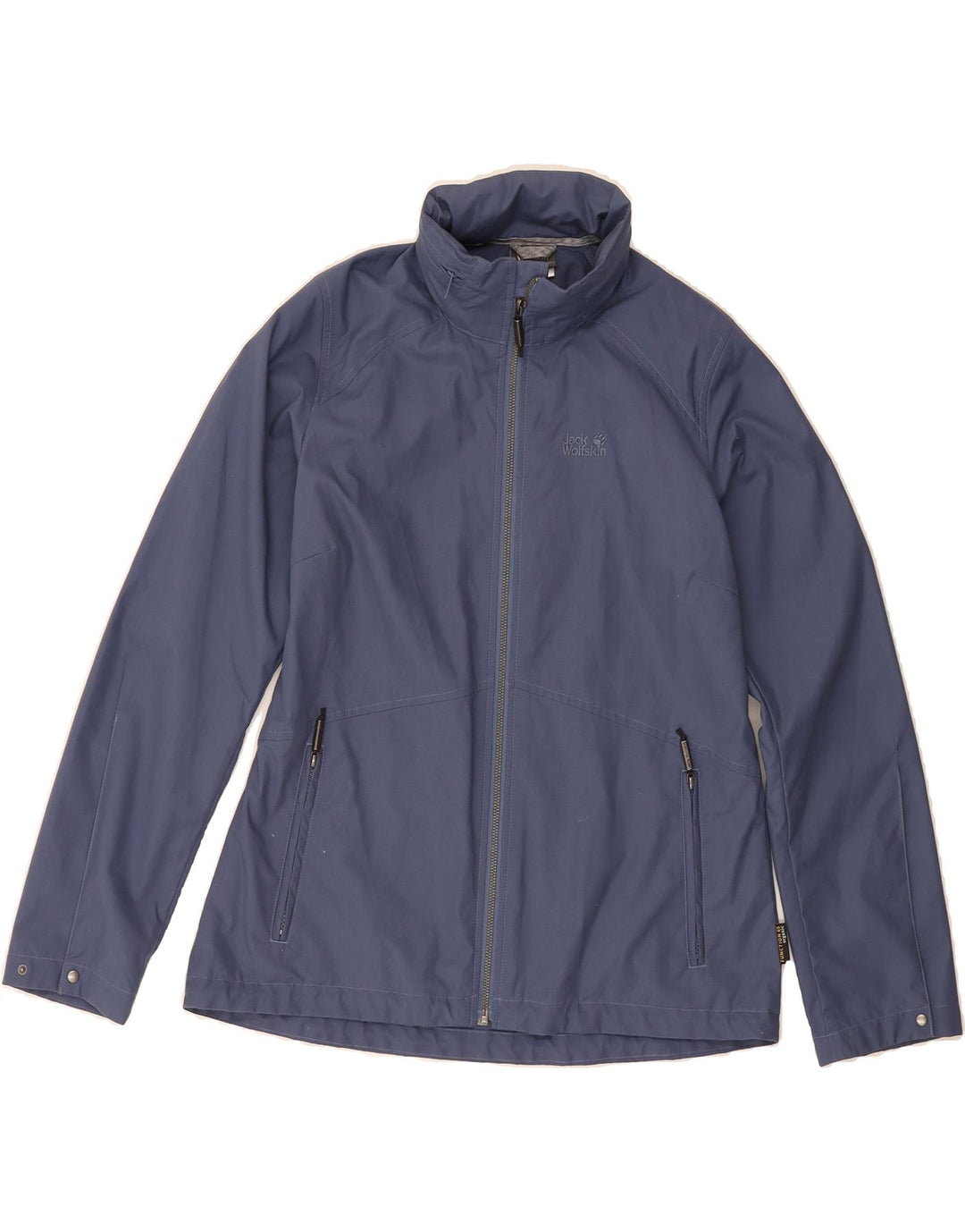 JACK WOLFSKIN Womens Hooded Windbreaker Jacket UK 12/14 Medium Navy Blue Vintage Jack Wolfskin and Second-Hand Jack Wolfskin from Messina Hembry 