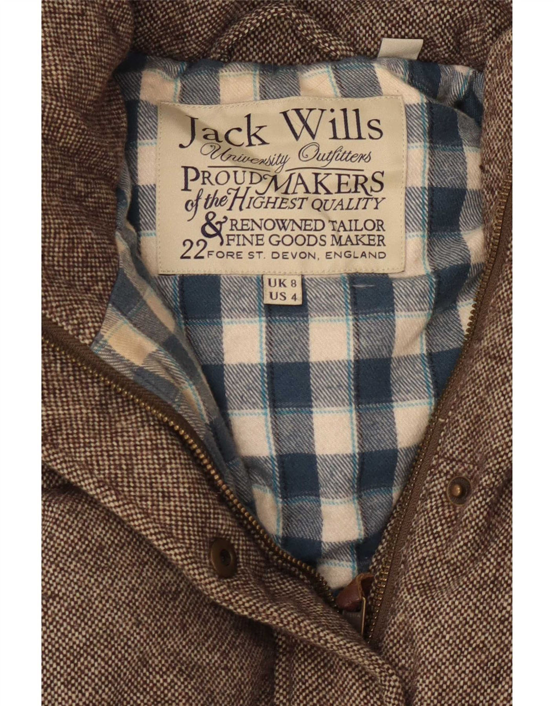 Jack Wills Womens Padded Gilet UK 8 Small Brown Flecked Wool