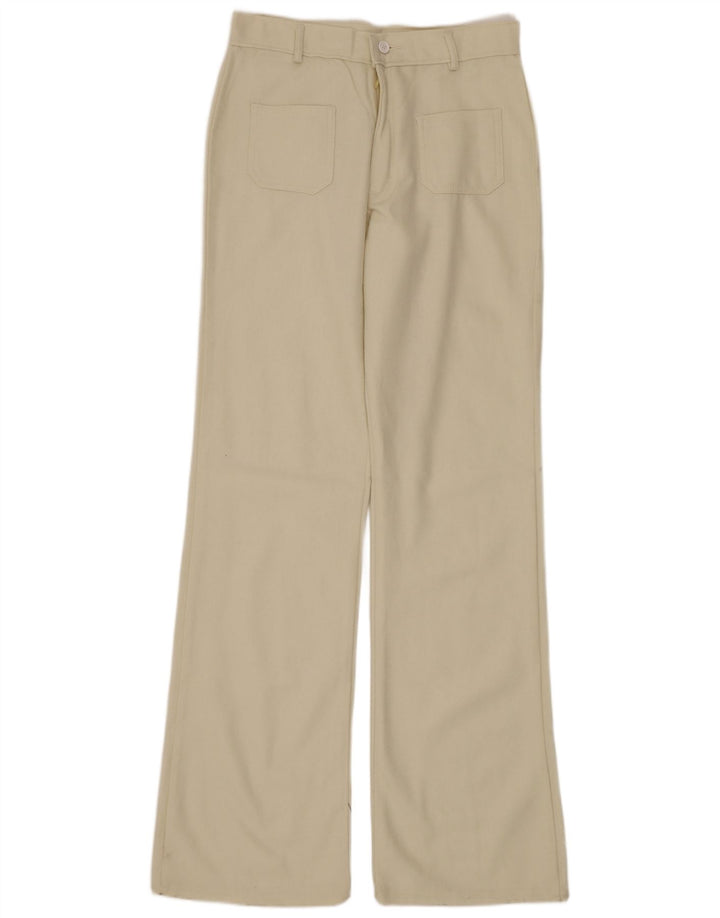 VINTAGE Womens Bootcut Casual Trousers W30 L34 Beige