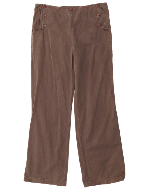 Toast Womens Wide Leg Casual Trousers UK 14 Large W34 L32 Brown Cotton