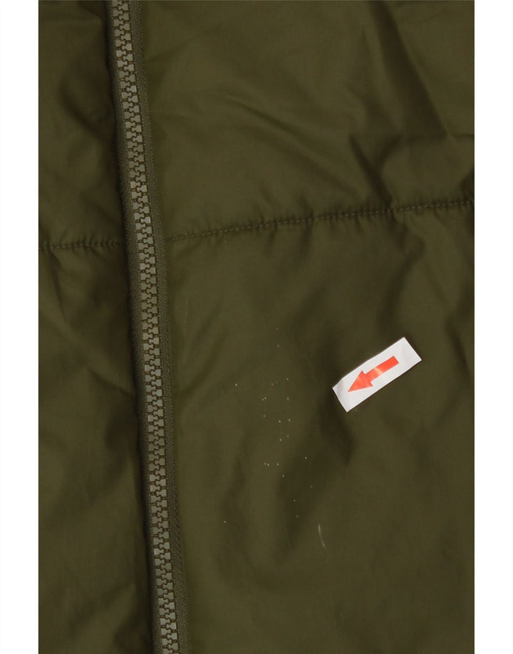 Nike Womens Graphic Reversible Padded Coat UK 14 Medium Khaki Polyester