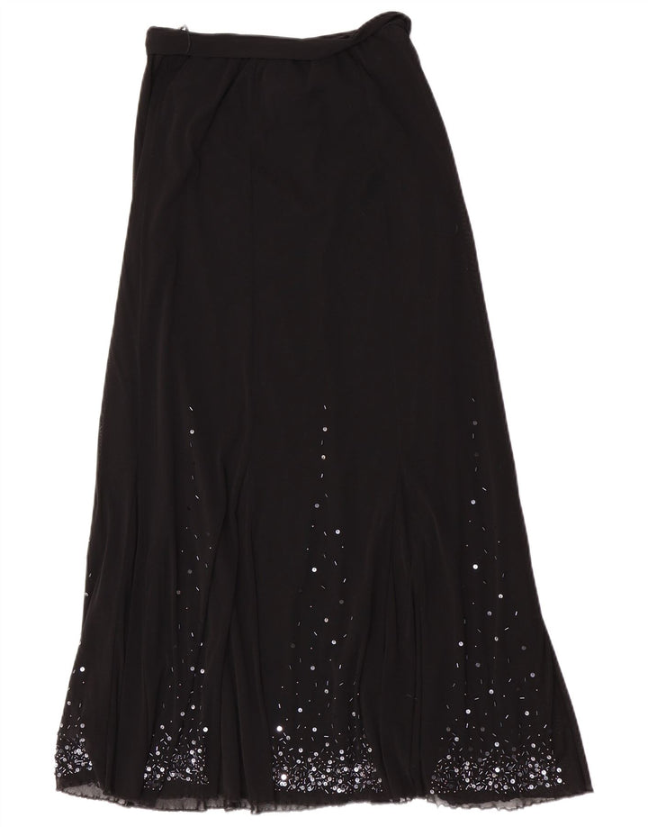 Per Una Womens Regular Maxi Skirt UK 12 Medium W28 Black Polyamide