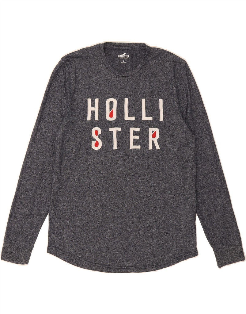 HOLLISTER Mens Graphic Top Long Sleeve Small Navy Blue Flecked Cotton Vintage Hollister and Second-Hand Hollister from Messina Hembry 