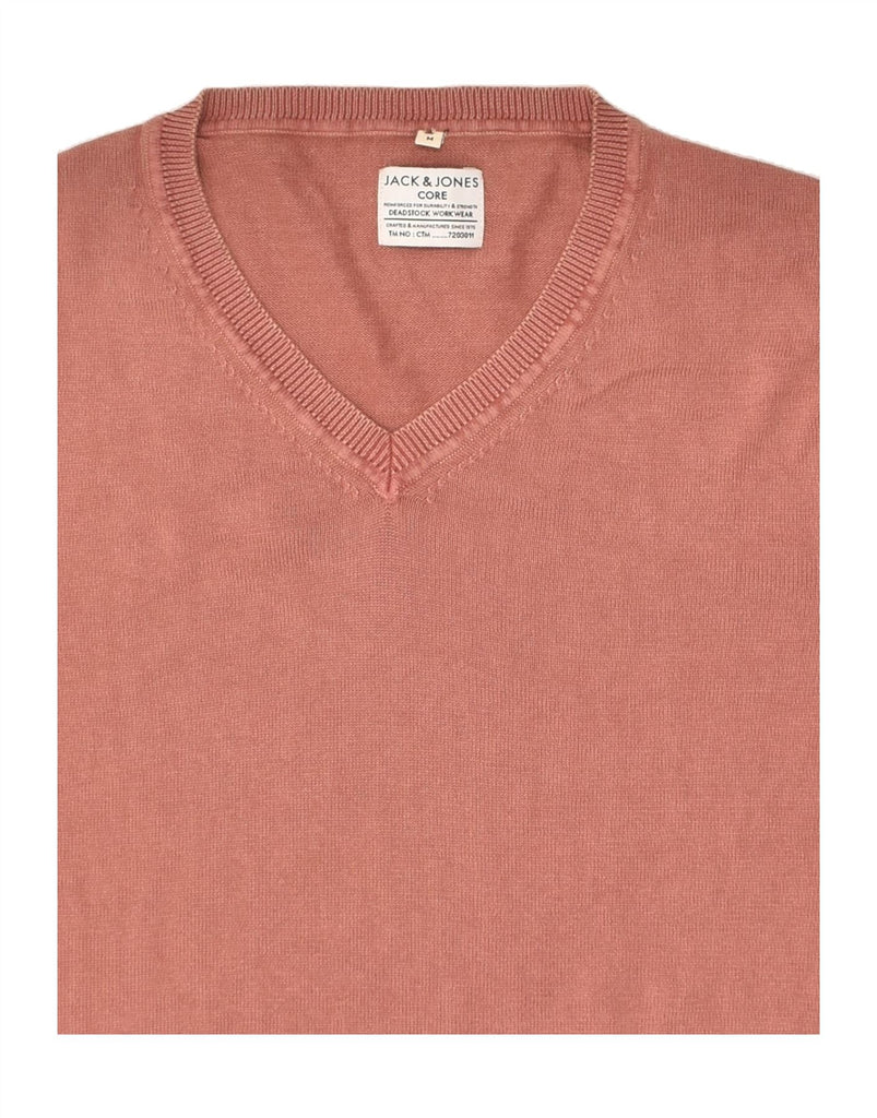 JACK & JONES Mens V-Neck Jumper Sweater Medium Pink Cotton | Vintage Jack & Jones | Thrift | Second-Hand Jack & Jones | Used Clothing | Messina Hembry 