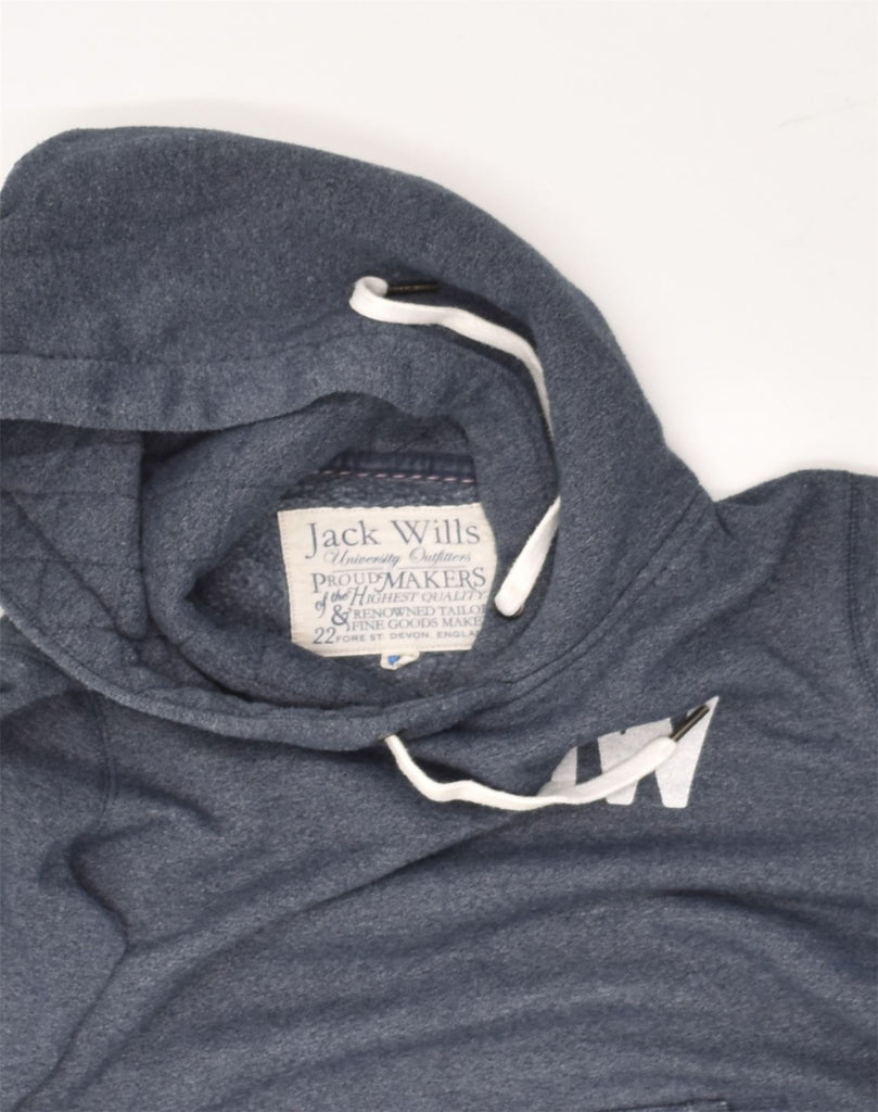 JACK WILLS Womens Graphic Hoodie Jumper UK 8 Small  Blue Cotton | Vintage Jack Wills | Thrift | Second-Hand Jack Wills | Used Clothing | Messina Hembry 