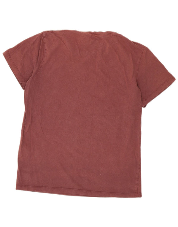 Jack & Jones Mens Graphic T-Shirt Top Medium Burgundy Cotton